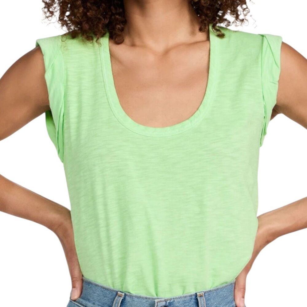 Veronica Beard Size L Arion Sleeveless Scoop Neck Muscle Tee Top Blouse Green